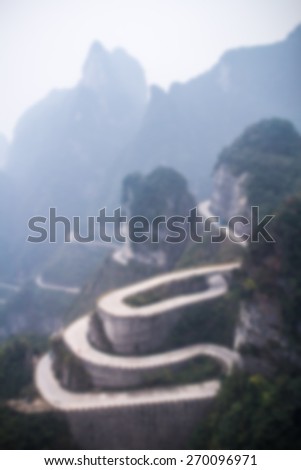The way to reach a heaven door at Zhangjiajie of China , Blurred Photo bokeh