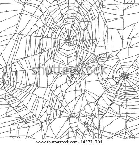 Black and white spider net seamless illustration
