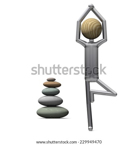 yoga poistion tree pose with stone-tower