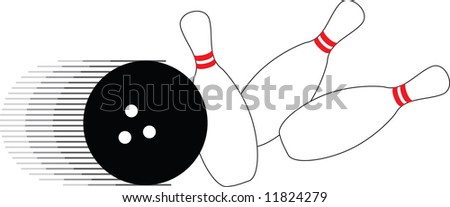 bowling ball and three pins