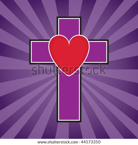 This is a vector illustration of a pulsating heart and religious cross. Love god, Jesus, religion, faith, and life.