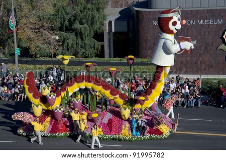 PASADENA, CA - JANUARY 2: The Rotary International Float called Inching Toward The End Of Polio participated in the 123rd Tournament of Roses Parade on January 2, 2012 in Pasadena, California.