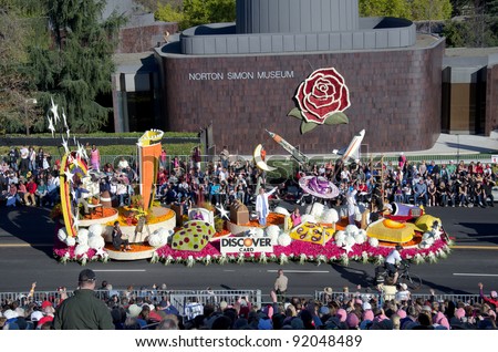 PASADENA, CA - JANUARY 2: The Discover Card Float called: The Dream Believers, participated in the 123rd Tournament of Roses Parade on January 2, 2012 in Pasadena, California.