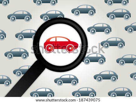 A red car is viewed through a magnifying glass. Wrong way driver. Wrong-way driving is the act of driving a motor vehicle against the direction of traffic