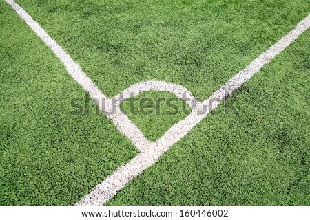 Soccer field grass on the green corner