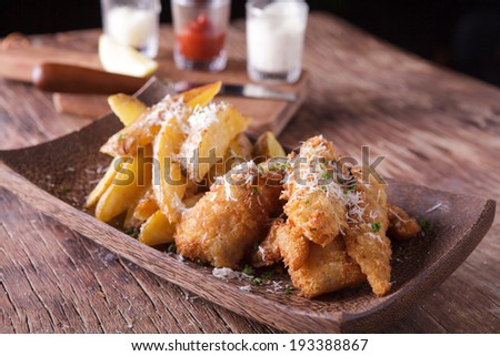 fish and chips with tartar sauce