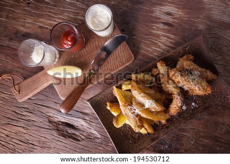 fish and chips with tartar sauce