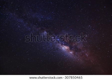 beautiful milkyway on a night sky, Long exposure photograph, with grain