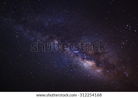 The Panorama Milky Way ,Long exposure photograph,with grain