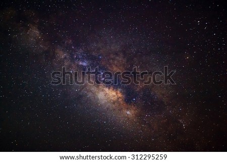 Close-up of the milky way, Long exposure photograph,with grain