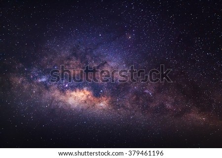 Close - up Milky Way galaxy, Long exposure photograph, with grain.
