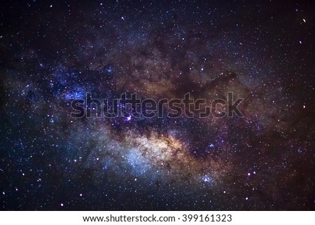 Close-up of Milky Way Galaxy,Long exposure photograph, with grain