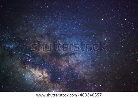 The center of the milky way galaxy, Long exposure photograph,with grain