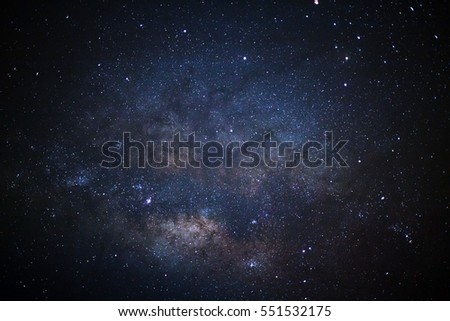 Close-up milky way galaxy with stars and space dust in the universe, Long exposure photograph, with grain.