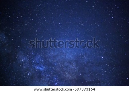 Close-up of Milky way galaxy with stars and space dust in the universe, Long exposure photograph.