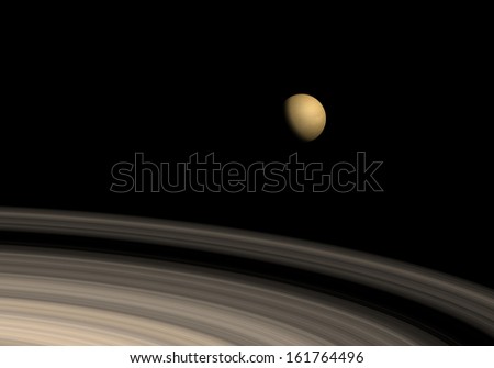 Titan and saturn rings