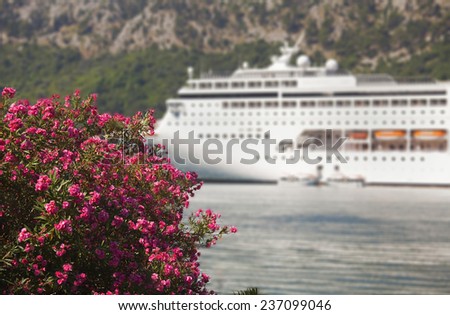 mediterranean flower.Cruise ship background