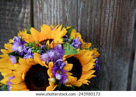 Wedding bouquet of sunflower
