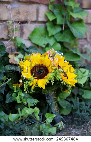 Wedding bouquet of sunflower