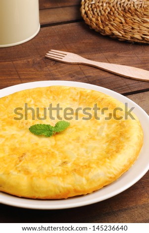Spanish tortilla or Spanish omelette made with potatoes