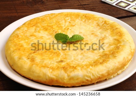 Spanish tortilla or Spanish omelette made with potatoes