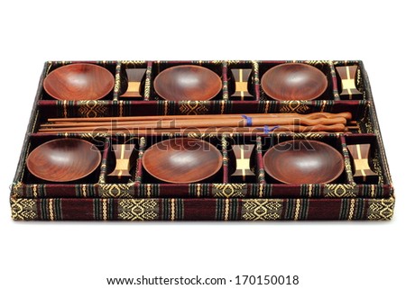 Oriental dinner service set isolated on white background
