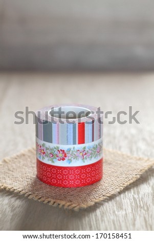 Washi tape, a japanese paper similar to masking tape, removable from most surfaces and used in many traditional arts and handicrafts