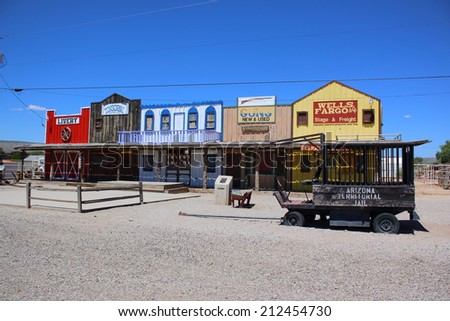 SELIGMAN, ARIZONA - AUGUST 16, 2014: Old West town, on August 16, 2014 in Seligman, AZ. Seligman is famous as origin of Route 66 and its depot is the best western facade all over the Mother Road.