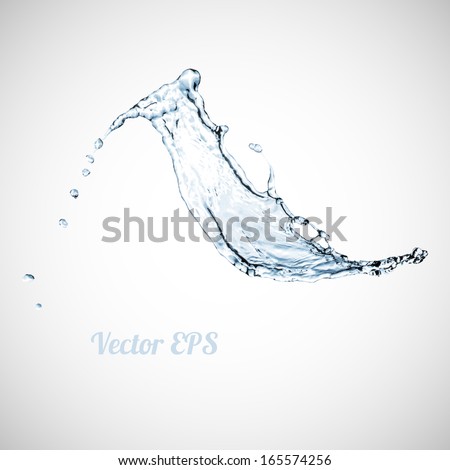 Blue Water Splash Isolated On White Background, Vector Illustration