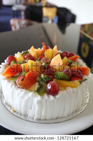 mixed tropical fruit cake