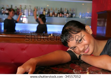 woman at bar