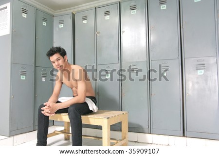 man in locker room