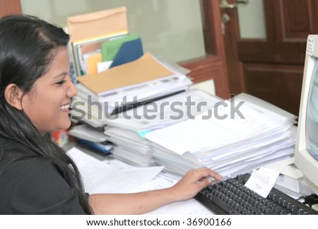 career woman with papers work