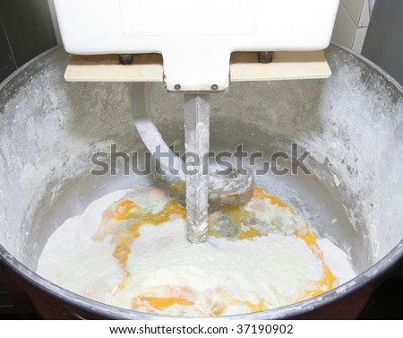 pastry dough in mixer machine