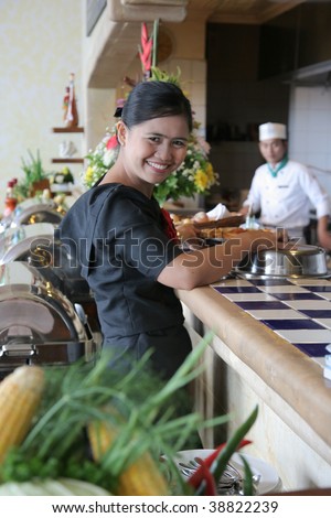 restaurant waitress at work
