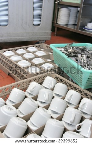 cup and cutlery utensil at catering industry