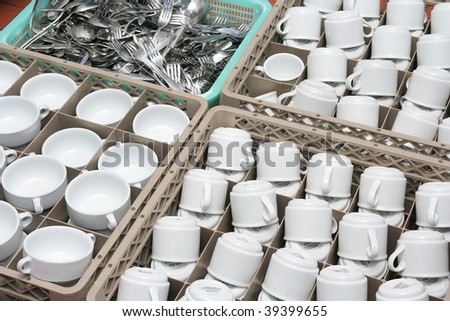 cup and cutlery utensil at catering industry