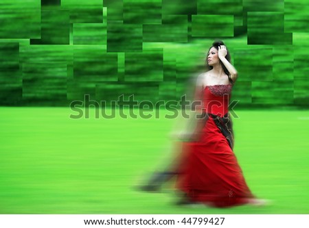 woman in motion square abstract