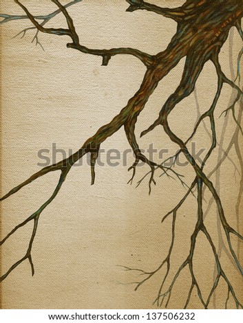 tree painting on canvas for layout or background.