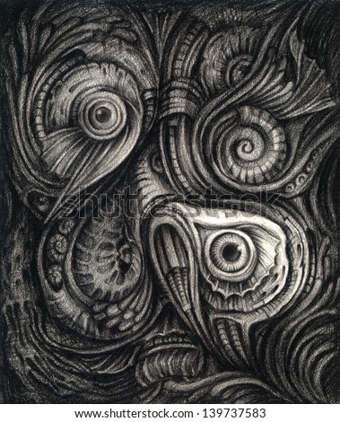 Under the sea surreal.Drawing on paper Under the sea surreal.Drawing on paper