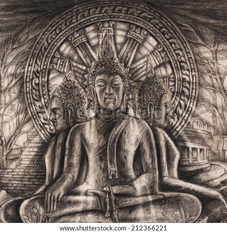 Art buddha Hand drawing on paper Art buddha Hand drawing on paper