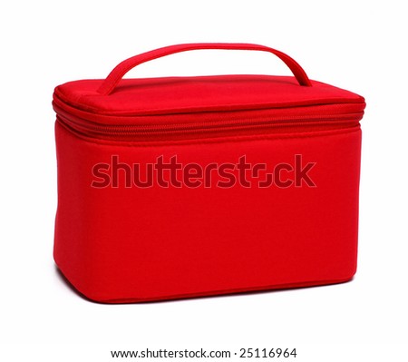 red makeup bag isolated at white background