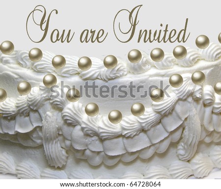 stock photo White wedding cake with pearls isolated on white background