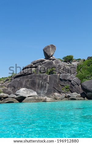 Similan Islands with rocks and turquoise sea.