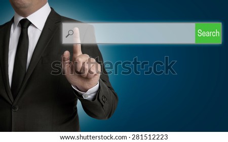 empty Internet browser is operated by businessman.