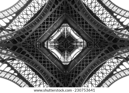 Black and white photo of the Eiffel Tower Paris France Black and white photo of the Eiffel Tower Paris France