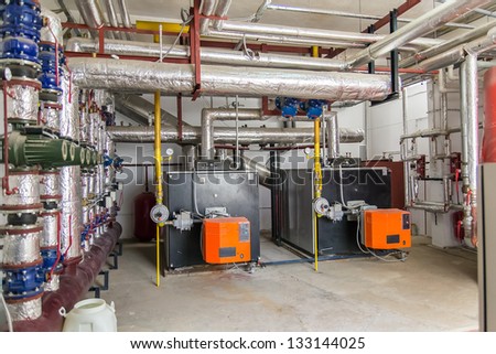 Power Generators In A Factory Machinery Room