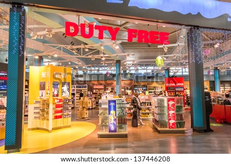 Istanbul, Turkey - January 03: Duty Free Shop On January 03, 2012 In Istanbul, Turkey. Duty Free Shops Are Retail Outlets That Are Exempt From The Payment Of Certain Local Or National Taxes And Duties
