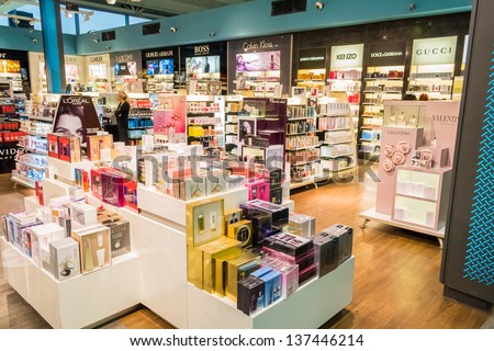 Istanbul, Turkey - January 03: Duty Free Perfume Shop On January 03, 2012 In Istanbul, Turkey. Duty Free Shops Are Retail Outlets That Are Exempt From The Payment Of Certain Local Or National Taxes.
