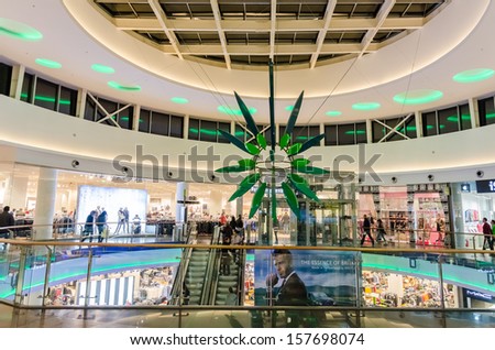 BUCHAREST, ROMANIA - OCTOBER 05: Baneasa Shopping City Mall Inside on October 05, 2013 in Bucharest, Romania. Opened in 2008 it is one of the most important malls of Bucharest and has over 200 stores.